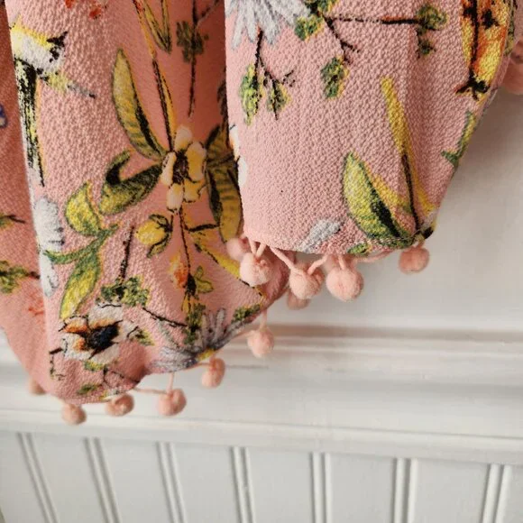 Umgee Pink Floral Wrap Poncho Kimono Robe Boho Bohemian Women's 1XL/2XL - Picture 5 of 8
